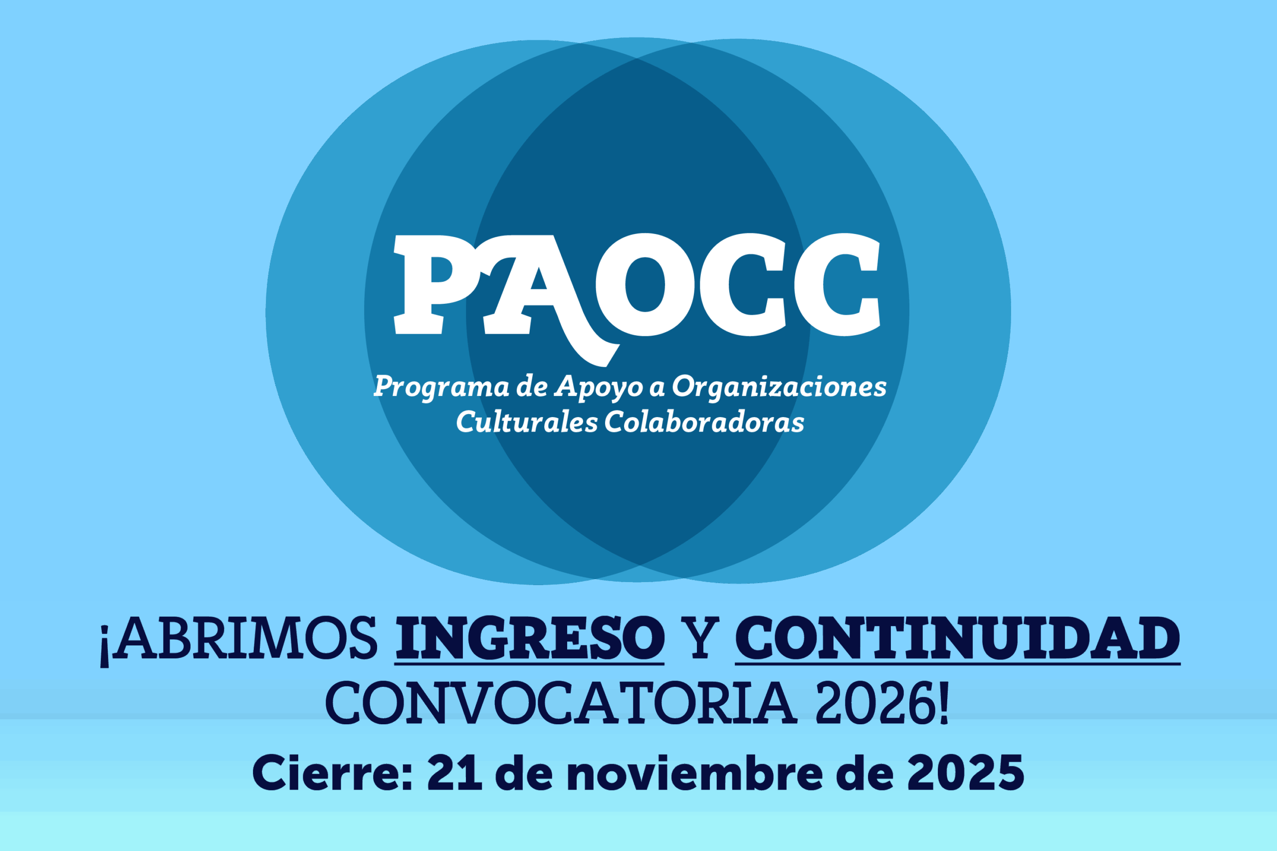 Convocatoria Programa de Apoyo a Organizaciones Culturales Colaboradoras (PAOCC) – Ingreso y Continuidad 2026