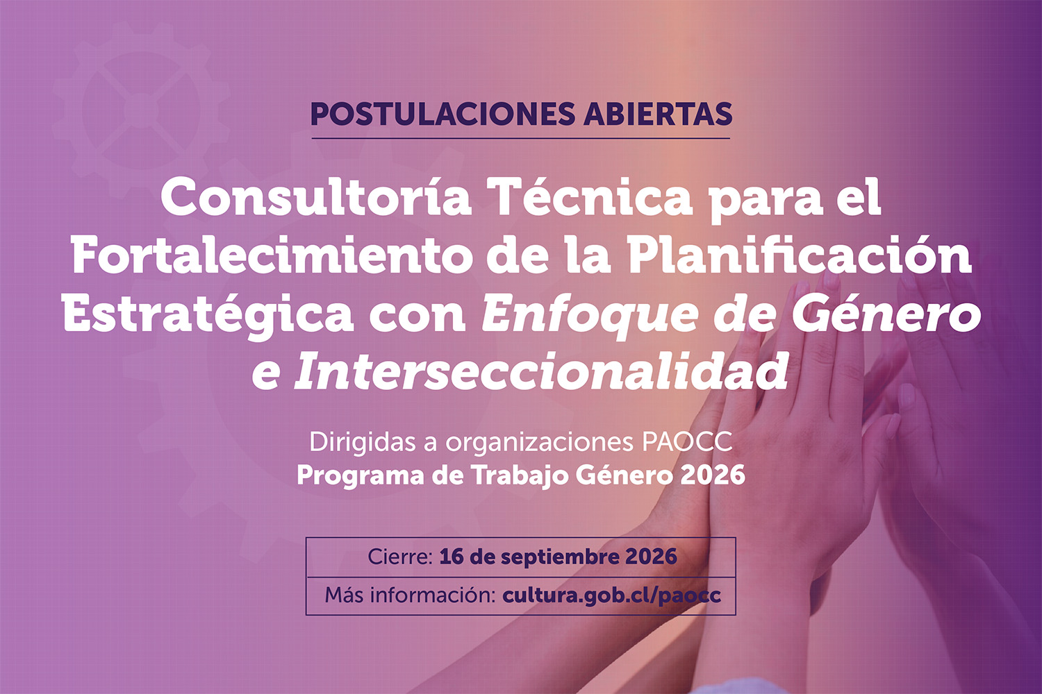 Convocatoria consultoría técnica para el fortalecimiento de la planificación estratégica con enfoque de género e interseccionalidad