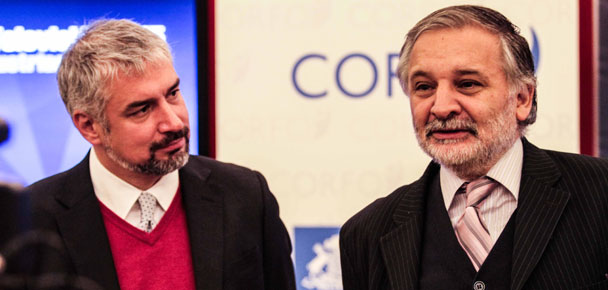 Ministro de Cultura, Ernesto Ottone, y el vicepresidente ejecutivo de Corfo, Eduardo Bitran