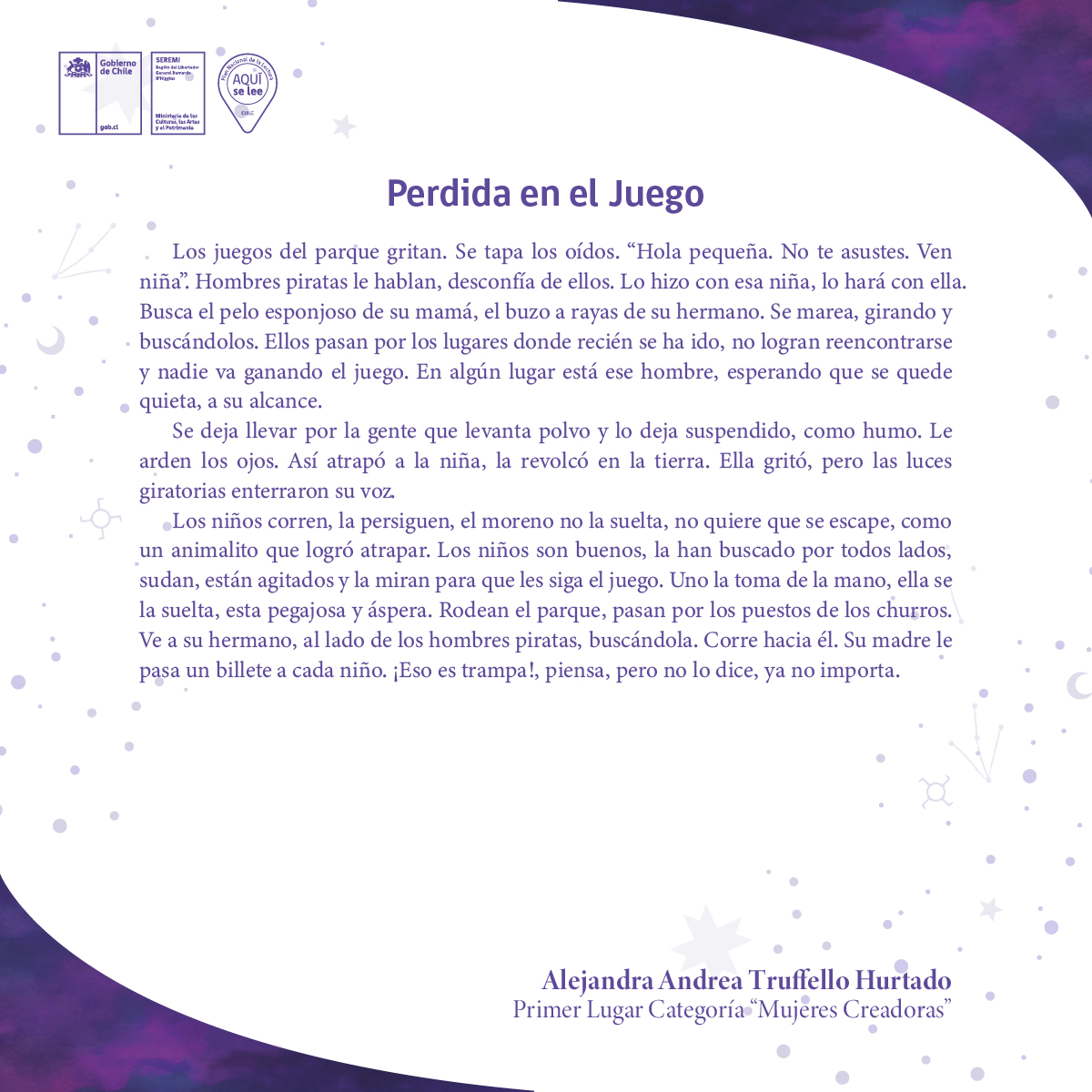 Primer lugar categoría Mujeres Creadoras