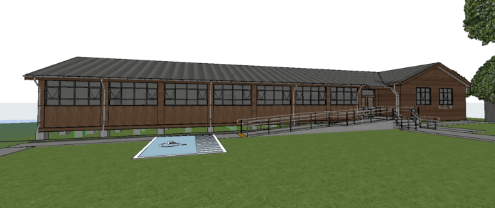 Foto superior se aprecia el nuevo diseño de la Escuela Lingue de Rilán en Castro y en la inferior , el estado actual del establecimiento educaciomal.