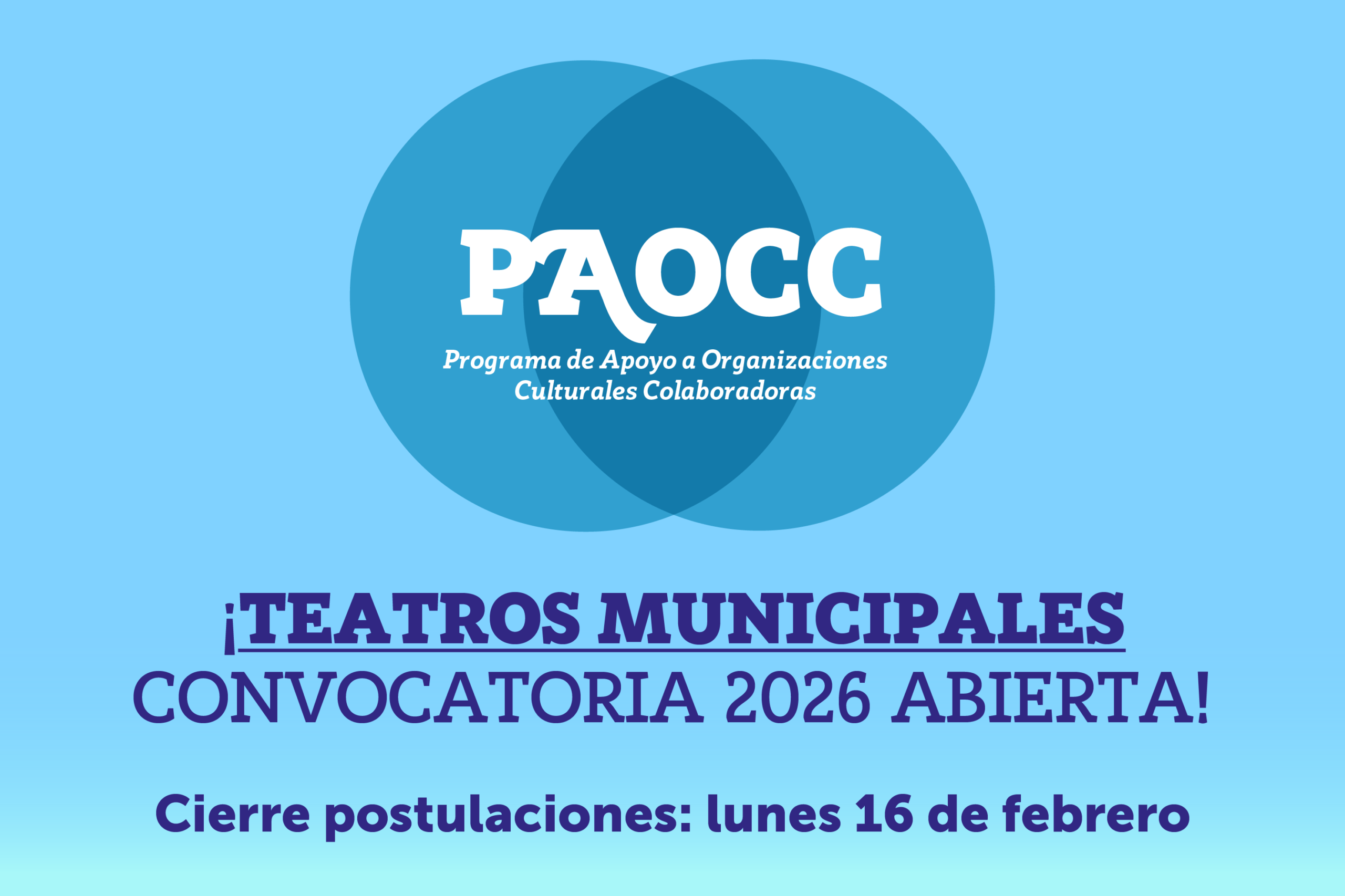Abierta convocatoria de Teatros Municipales – PAOCC 2026