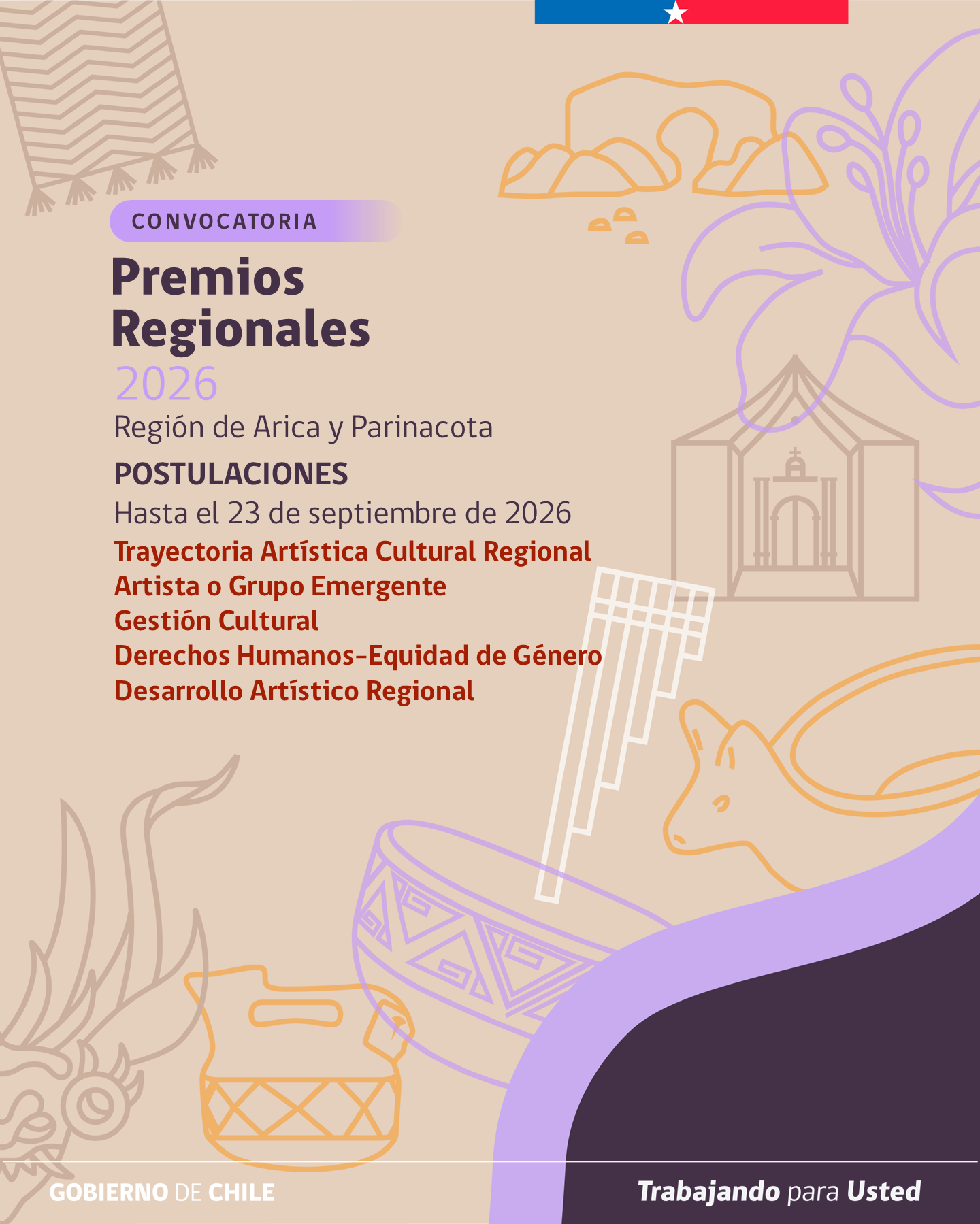 Abren convocatoria para Premios Regionales de Arte y Cultura de Arica y Parinacota